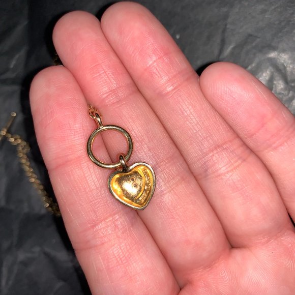 18" 14 Kt Gold Vermeil Cable Chain Toggle Necklace with Heart pendant - Picture 11 of 16